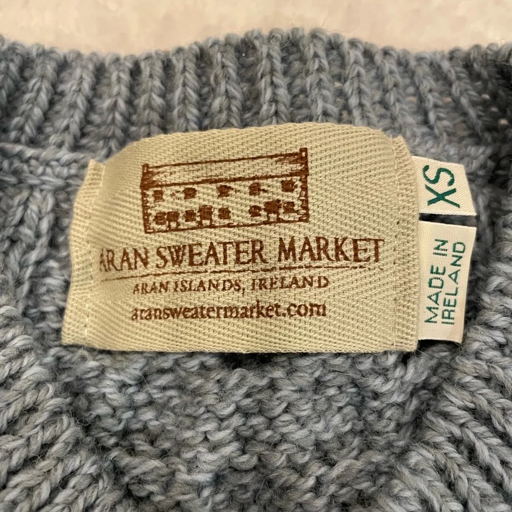 Aran Sweater Market blue cabled cardigan - Picture 4 of 14